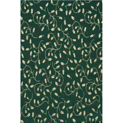 Green Mistletoe Madness Metallic Gold Foil Vintage Christmas Fabric
