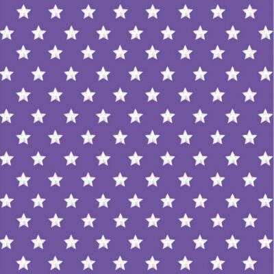 White Stars on Purple Festive Retro Christmas Fabric 100% Cotton Egyptian Tight Woven