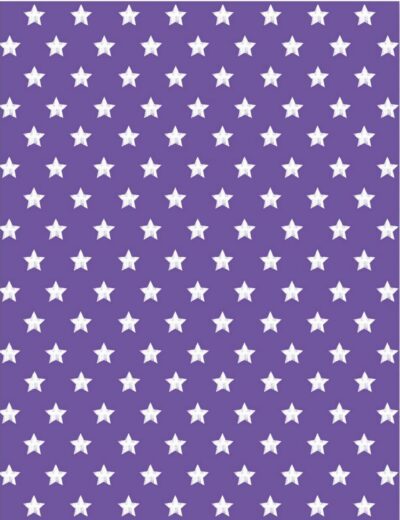 White Stars on Purple Festive Retro Christmas Fabric 100% Cotton Egyptian Tight Woven