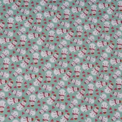 Purple Snowman Hearts Festive Winter Retro Christmas Fabric 100% Cotton Egyptian Tight Woven