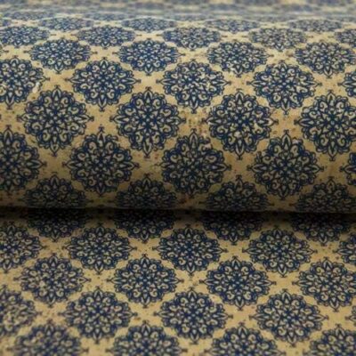 Royal Moroccan Print Multicoloured - 100% Real Vegan Cork Fabric From Portugal With Cotton Backing