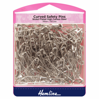 Curved Safety Pins: Nickel - 38mm