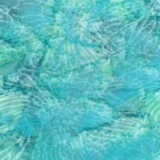 Aqua Blue Big Flowers 100% Cotton Vegan Dyed Handmade Batik Fabric Dressmaking, Sewing, Quilting and Patchwork