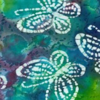 Blue/Green Butterflies 100% Cotton Vegan Dyed Handmade Batik Fabric Dressmaking, Sewing, Quilting and Patchwork