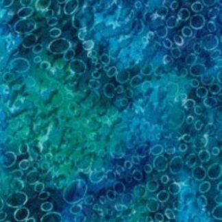 Blue/Green Watercolour Bubbles 100% Cotton Vegan Dyed Handmade Batik Fabric Dressmaking, Sewing, Quilting and Patchwork