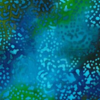 Blue/Green Dotted Flowers 100% Cotton Vegan Dyed Handmade Batik Fabric Dressmaking, Sewing, Quilting and Patchwork