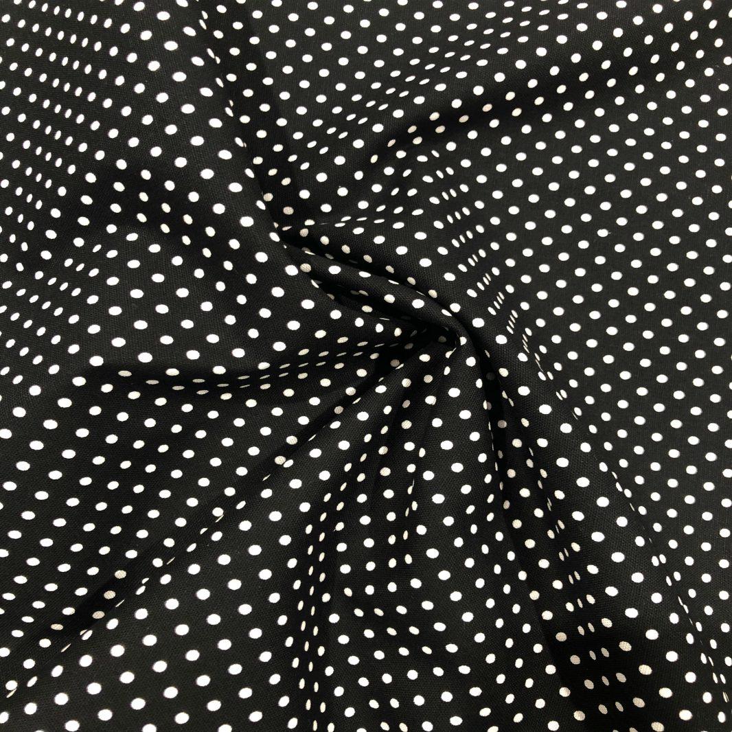 3mm White Polka Dot on Black Fabric Useful For Crafts Patchwork ...