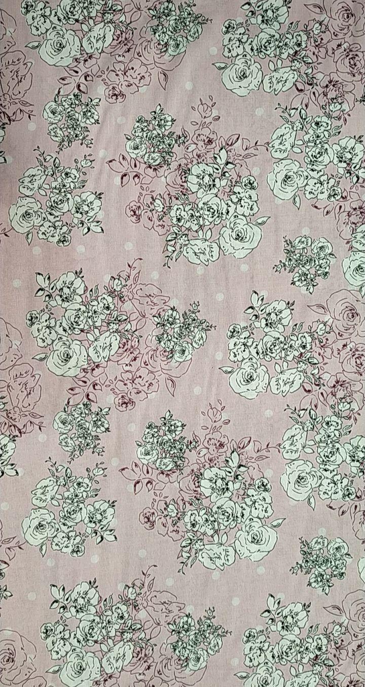 Viscose Bunches of Roses with Spots On Pale pink fabrics