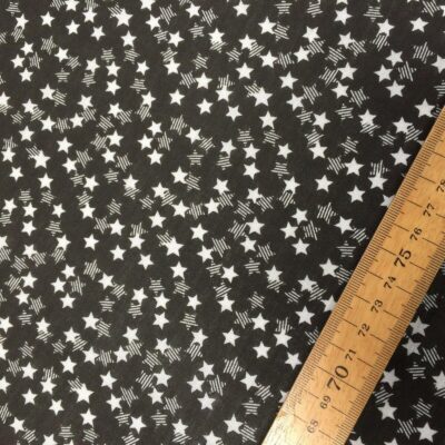 Mirror Reflecting White on Black Stars PolyCotton Fabric Dressmaking Material Crafts 7mm