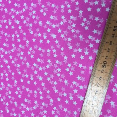 Mirror Reflecting Pink on White Stars PolyCotton Fabric Dressmaking Material Crafts 7mm