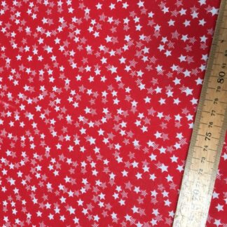 Mirror Reflecting White on Red Stars PolyCotton Fabric Dressmaking Material Crafts 7mm
