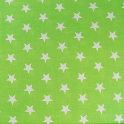 Light Green on White stars PolyCotton Fabric Dressmaking Material Crafts 25mm