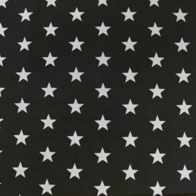 Black on White Stars Polycotton Fabric Dressmaking Material Crafts 25mm