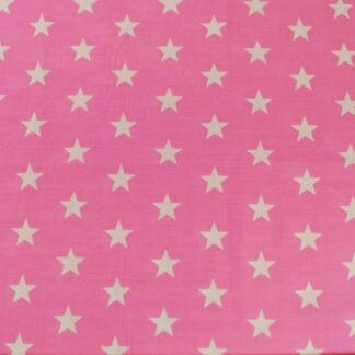 Baby Pink on White stars PolyCotton Fabric Dressmaking Material Crafts 25mm