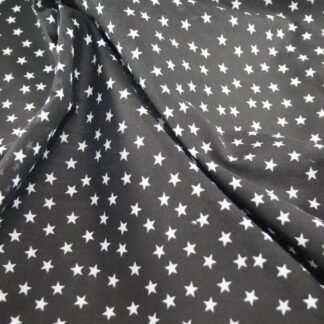 Black on White Stars Polycotton Fabric Dressmaking Material Crafts 7mm