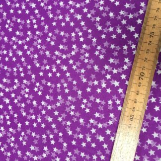 Mirror Reflecting Purple on White Stars PolyCotton Fabric Dressmaking Material Crafts 7mm