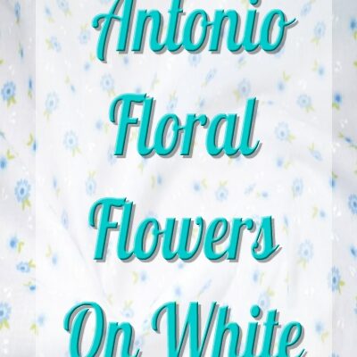 Polycotton fabric Antonio Floral Flowers Petals Leaves On White