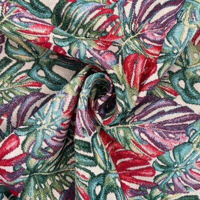 New World Woven Tapestry Fabric - Monstera Palm Leaves - Image 3