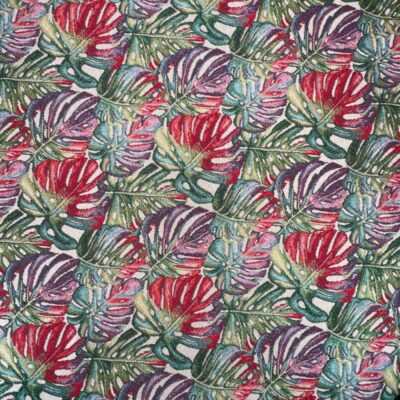 New World Woven Tapestry Fabric - Monstera Palm Leaves - Image 2