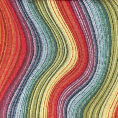 New World Tapestry Fabric - Rainbow Curve Lines - Image 3