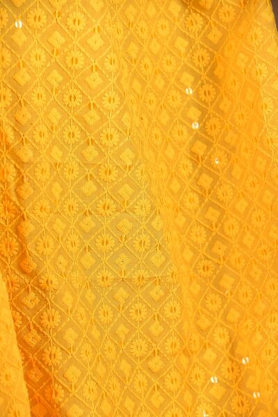 Sunflower Yellow Lucknawi Fabric