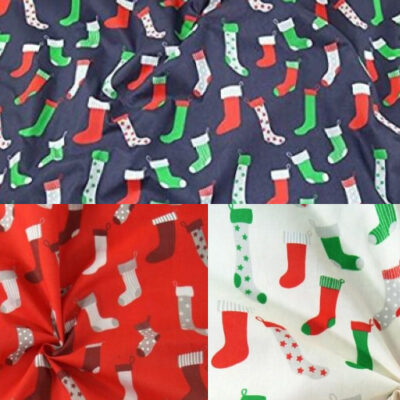 Christmas Stockings Print Polycotton