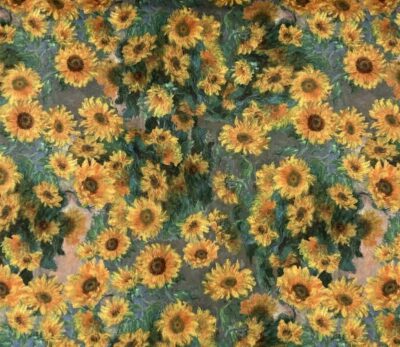 Van Gogh Sunflowers Printed Premium Velvet Fabric