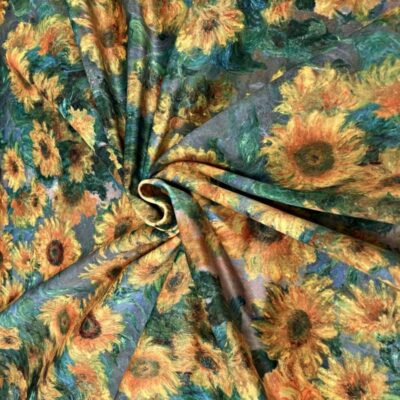 Van Gogh Sunflowers Printed Premium Velvet Fabric - Image 2