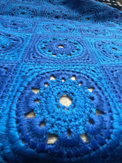 Granny Squares Crochet Fabric- Blue Ombre - Image 7