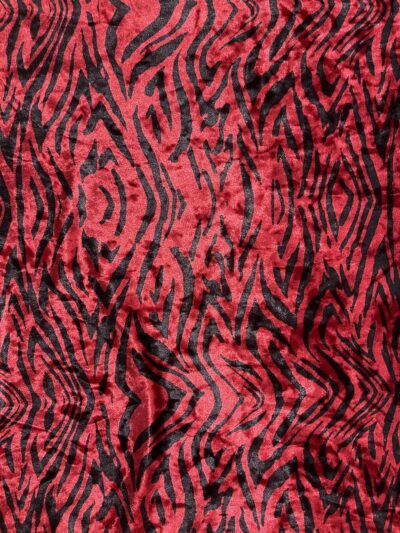 Red Abstract Animal Print Zebra Ice Crushed Velvet