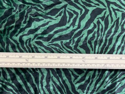 Green Abstract Animal Print Zebra Ice Crushed Velvet - Image 3