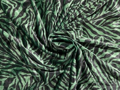 Green Abstract Animal Print Zebra Ice Crushed Velvet - Image 2