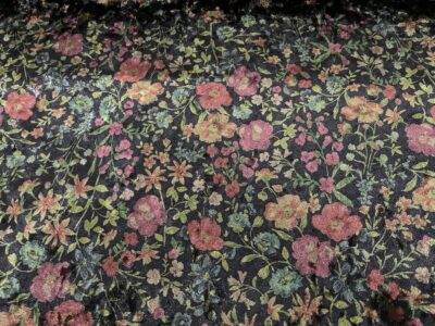 Vintage Multicoloured Floral Garden Ice Crushed Velvet