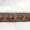 Red/ Gold Floral Diya Pattern with Gold Sequin Lace - Image 2