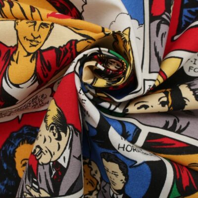 Digital Comic Book Strip -100% Cotton Linen Fabric Comic Strip Multicoloured Material for Curtains, Cushions, Quilting, Crafts Linen Fabric - Image 5
