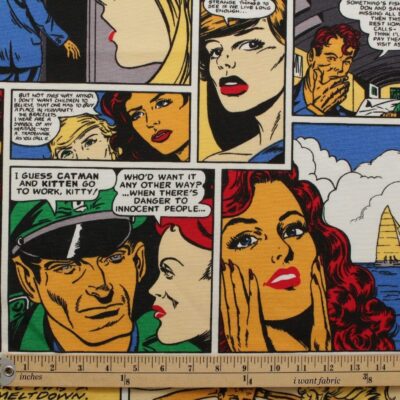 Digital Comic Book Strip -100% Cotton Linen Fabric Comic Strip Multicoloured Material for Curtains, Cushions, Quilting, Crafts Linen Fabric - Image 4