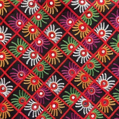 Floral Diamonds Traditional Rajasthani Shisha Mirror Fabric
