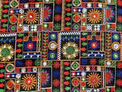 Mini Squares Traditional Rajasthani Shisha Mirror Fabric