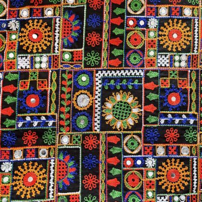 Mini Squares Traditional Rajasthani Shisha Mirror Fabric