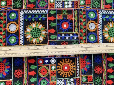 Mini Squares Traditional Rajasthani Shisha Mirror Fabric - Image 5