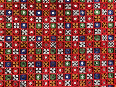Mini Squares Traditional Rajasthani Shisha Mirror Fabric