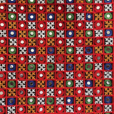 Mini Squares Traditional Rajasthani Shisha Mirror Fabric