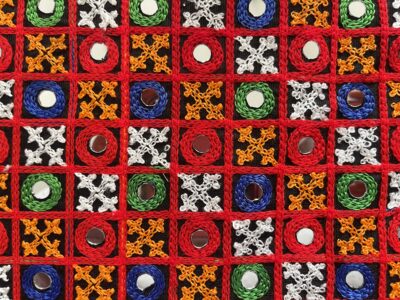 Mini Squares Traditional Rajasthani Shisha Mirror Fabric - Image 5