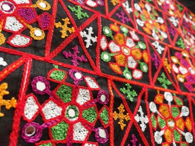 Geometrical ShapeTraditional Rajasthani Shisha Mirror Fabric - Image 3