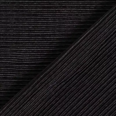 Black Fine Textured Accordion Plisse Silky Satin Fabric Pleated Frill Dress Material