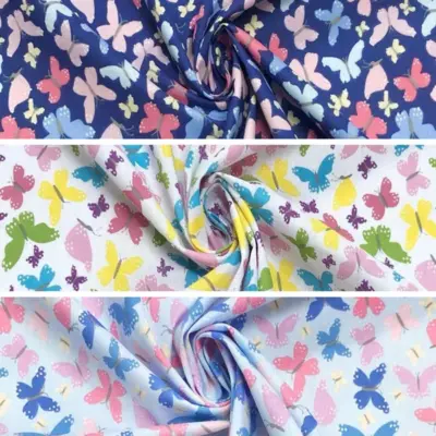 Multi Coloured Butterfly PolyCotton Fabric