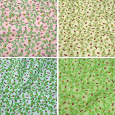 Lady Birds Bugs on Leaves Poly Cotton Fabric