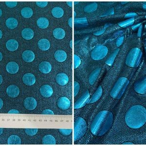 Turquoise Metallic Spot Lycra Jersey Fabric