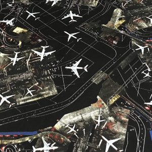 Airport Runway Printed Canvas Fabric Planes