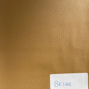 Beige Plain Faux Leatherette Fabric